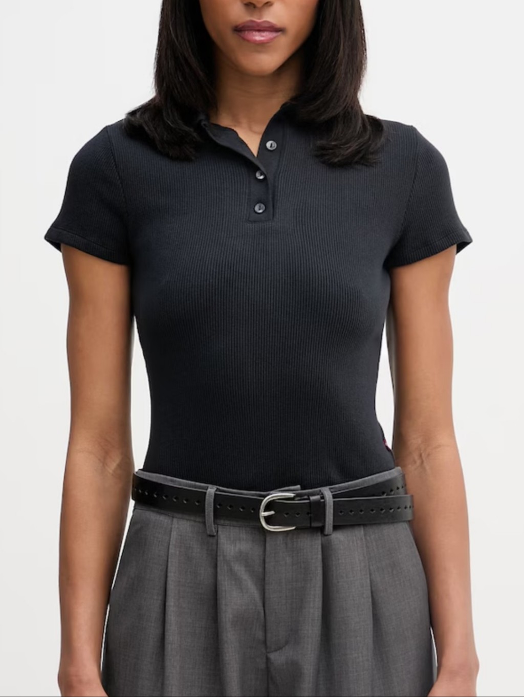 Calvin Klein Jeans Women’s Tan Ribbed Polo Top For Women